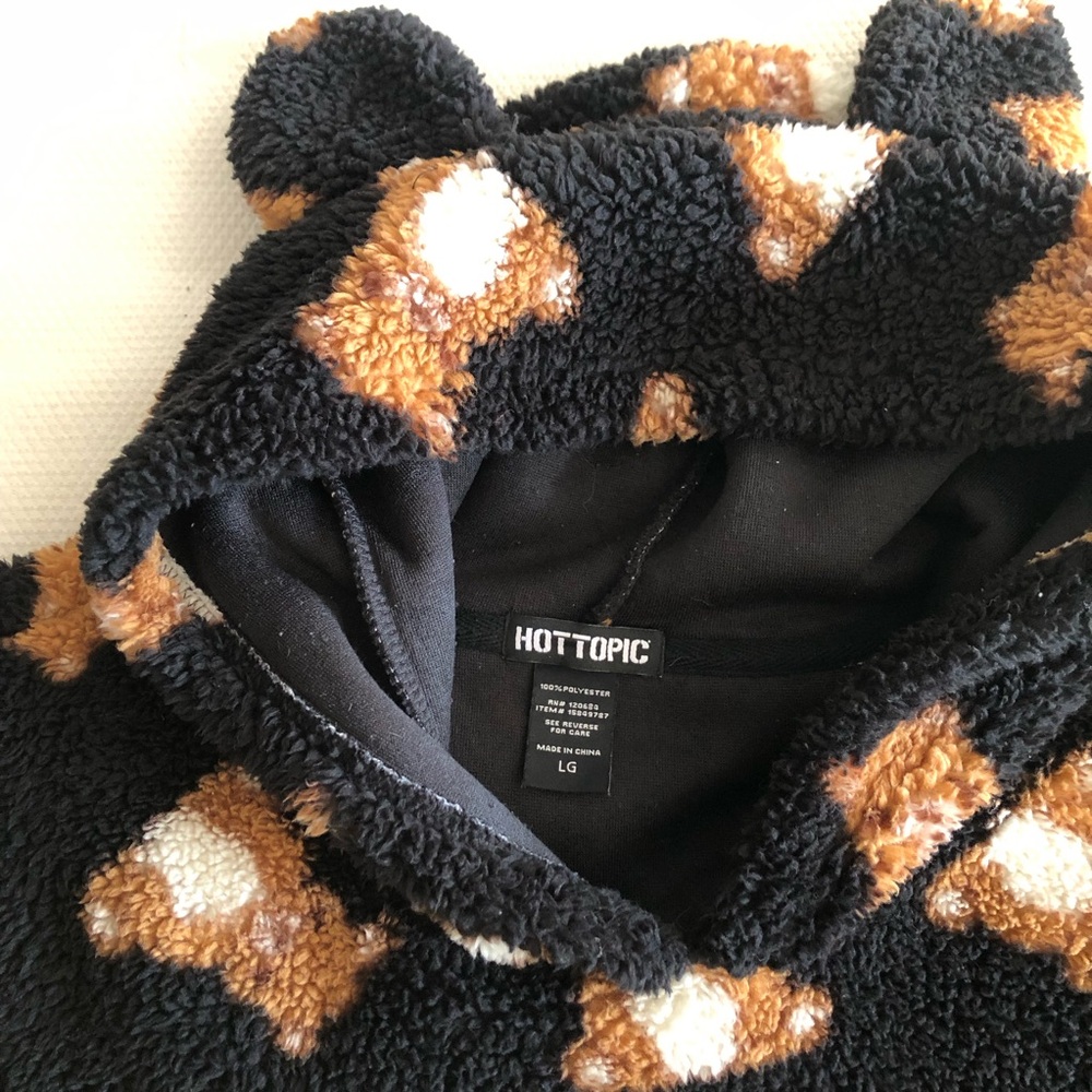 Hot Topic Teddy Bear Sherpa Hoodie - size LARGE - oversized plush teddy sweater - Picture 9 of 13